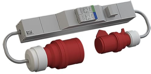 BACHMANN ALU 1HE VM 1x SPD 3-phasig, 1x ÜS 3X 16A 2X 1m H05VV-F 5G2,5mm CEE 16A
