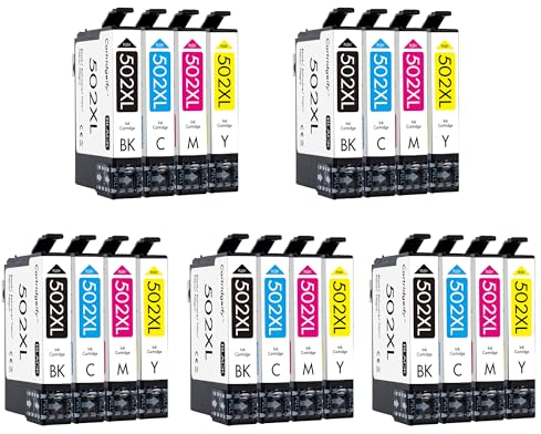 Cartridgeify 20-Pack Druckerpatronen Kompatibel mit Epson 502 502XL Patronen Multipack, für Expression Home XP-5100 XP-5105 XP-5155 XP-5150, Workforce WF-2860 WF-2880 WF-2865 WF-2885