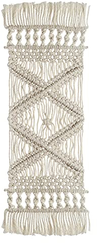 Makramee Tischläufer | Gehäkelte Tischläufer | Boho Tischläufer Beige Leinen Tischläufer | Beige Makramee Tischläufer Boho Baumwollflachs Tischläufer Mit Quasten, Häkelspitze Mesh Tischdecke 22 X 62cm