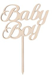 Sallys Cake Topper Sprüche nachhaltig aus echtem Holz, ökologisch abbaubar, zum Bemalen oder Einsprühen - Tortendeko Kuchendeko Cupcake Kuchen Torten Geburtstag Party (Baby Boy)