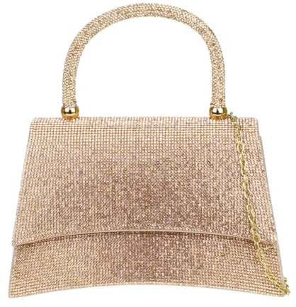 Girly Handbags Womens Embellished Handheld Evening Bag Medium Rose Gold