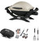 Bundle - Weber Q1000 Gas Grill Barbeque | Table Top BBQ Grill & Char Griller | Cast Aluminium Lid Cover & Body | for Home or Travel | Portable Premium Classic Mini Gas BBQ - Titanium (50060074)