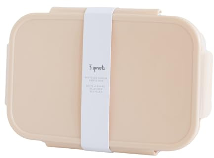 3 Sprouts - Bento Box für Kinder – Brotdose mit Fächern, Lunchbox für Schule und Kindergarten - Box aus recyceltem Kunststoff für Kinder - Sand
