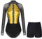 Nyeemya Damen Turnanzug Langarm Gymnastikanzug mit Strass Ballett Trikot Tanzbody + Gymnastikhose Tanzkleidung Gold M