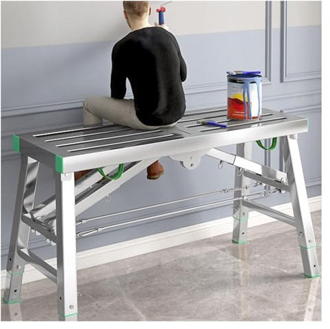 Adjustable Height Work Platform Portable Folding Scaffold Ladder 400 Kg Capacity - Folding Scaffolding Tower Carbon Steel Structure