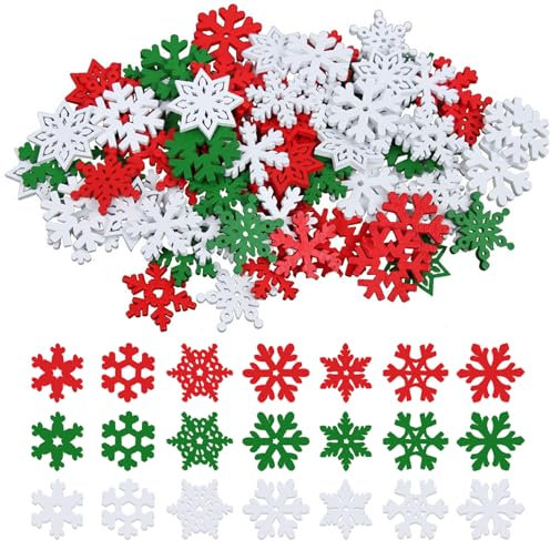 ALEGRE® 100 Stk Holz Weihnachtsdeko Schneeflocken Deko, Streudeko Weihnachten Holz, DIY Tischdeko Winter Deko, Holz Schneeflocken Konfetti für Tischdeko Weihnachten, Christbaumschmuck, Silvester Deko