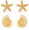 1 par de pendientes de caracola, 1 par de pendientes de estrella de mar, pendientes personalizados, pendientes de caracola colgantes, pendientes de estrella de mar, pendientes de oro para mujer
