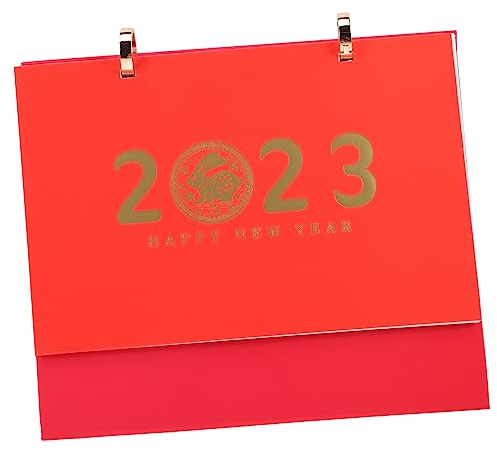 Parliky Standkalender bürodeko büro dekoration schulzeug geburtstags kalender jahreskalender Tischkalender für 2023 Tischstaffeleien dekorativer Kalender 2023 Wohnaccessoire Eisen rot