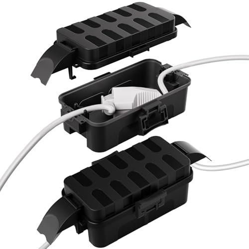 【2 PACK】RESTMO Outdoor Electrical Box Waterproof with Detachable Covers, IP55 Waterproof Extension Cover for Plug, Christmas Holiday Decorations,Weatherproof Connection Box, Black