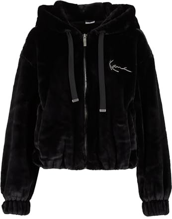 Karl Kani Metal Signature Vegan Fur Zip Hoodie Jacket L Black