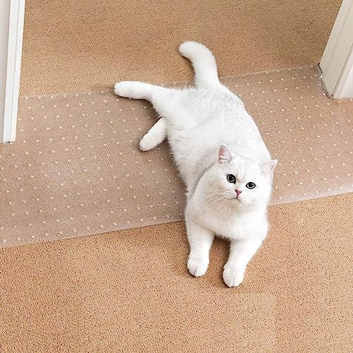 Uross 2PCS Carpet Protector for Pets- 110CM Cat Protector for Doorway, Anti Scratch Under Door slip Cats Scratching Mat, Easy to Cut Plastic pad Scratch Stopper, Cat Scratch Guard