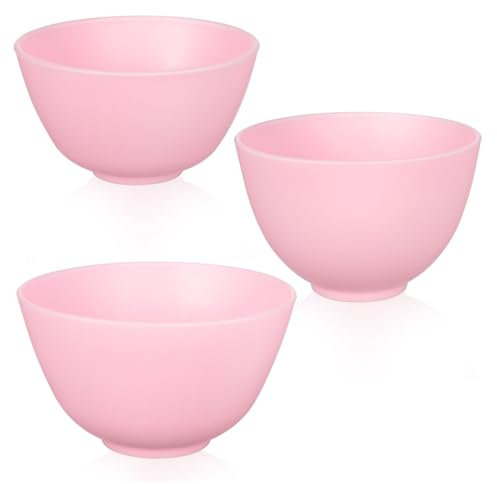 TOVINANNA Bol de Masque Facial DIY 3 Pièces Petits et Moyens Bols en Silicone Anti-Goutte, Solide Odeur, pour Mélange Cosmétique et Soins Visage à Domicile