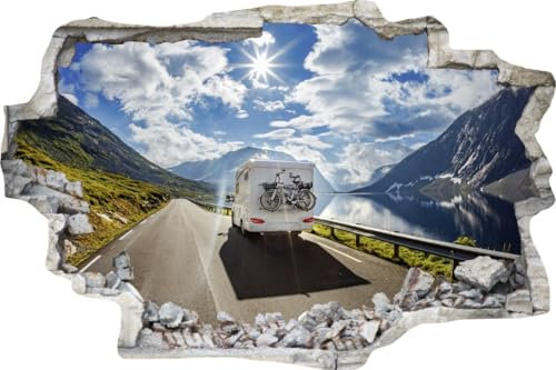 DesFoli Wandtattoo Wohnmobil Camping - verschiedene Rahmentypen DW000126 Farbe Grauer Stein Querformat, Größe 105 cm x 70 cm