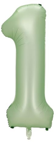 Alaoo Luftballon 1 Geburtstag Zahl, 40 Zoll Olivgrün Creme Folienballon, Riesenzahl Ballon für Mädchen Junge Geburtstag Party Dekoration Jahrestag Dekorationen