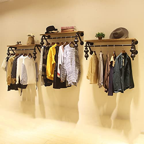 Kleiderständer Kleiderständer Für Bekleidungsgeschäfte Kleiderständer Mit 3 Abschnitten, Schwebender Kleiderständer Aus Industrierohren, An Der Wand Montierter Kleiderbüg,1-tier-150CM