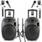 Ibiza - Pack de 2 altavoces portátiles Bluetooth USB PORT15VHF-MKII-TWS 800W 6 micrófonos - Par de soportes para altavoces SS01B-MINI
