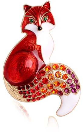 LUOFENG Emaille Fuchs Brosche Strass Charm Pin Tier Abzeichen Schmuck Rucksack Dekoration Mode Accessoires für Jacken