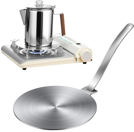 shoxil Induktionsadapterplatte 20 cm - Universal Induktion Adapterplatte für nicht magnetisches Kochgeschirr, langlebige Edelstahlplatte mit abnehmbarem Griff