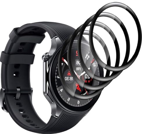Jaavkkma 4 Stück Schutzfolie für OnePlus Watch 2 Panzerglas, Anti-Kratzer/HD Transparent Panzerfolie, 3D Curved Displayschutzfolie für OnePlus Watch 2 - PMMA Komposit Schutzfolie