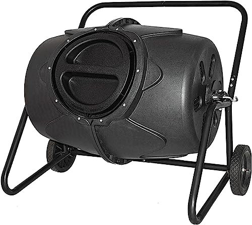 Dual Rotating Compost Tumbler, Outdoor Large Garden Waste Bin with Ventilation Holes for Efficient Food Trash Recycling and Fertilizer Production