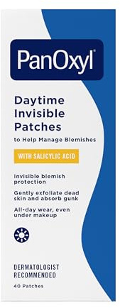 PanOxyl Daytime Invisible Patches, Dermatologist-Recommended Brand, Help Manage Blemishes, Unclog Pores and Exfoliate with Salicylic Acid, 20 Large and 20 Small Patches, Latex-Free, 40ct