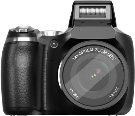Bewinner Vlogging Camera 4K 60MP avec 12x Zoom Optique 6X Zoom Numérique, Appareil Photo Numérique Compact pour Vlog de Voyage de Photographie Youtube, Caméras Vidéo Portables avec Flash (Black)
