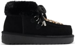 D.Franklin Stivale da Donna in Pelle con Fodera Interna Nordic Mid Fur Nero/Leopardo - Stivali per Donna - Moda casuale - Taglia (37) - Modello nordic