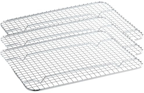 OCS Parts 3-Pack 8 x 10 Stainless Steel Pan Grate for 1/2 Size Steam Table Pans | Footed Cooling Pan Grate for Steam Tables, Baking, and Hotel Pans