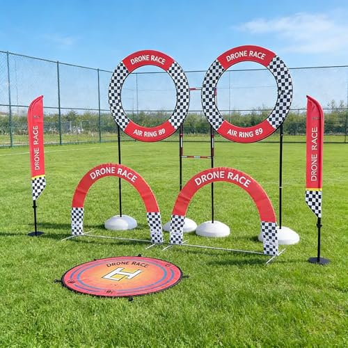 EXCLURA Drone Racing Gate Drohnen Hindernisparcours Set für Außenrasen, Komplettes FPV Drohnen Rennstrecken Set, RC Modellflugzeug Übungs Tor für Kinder von 6-12 Jahren(Style a)