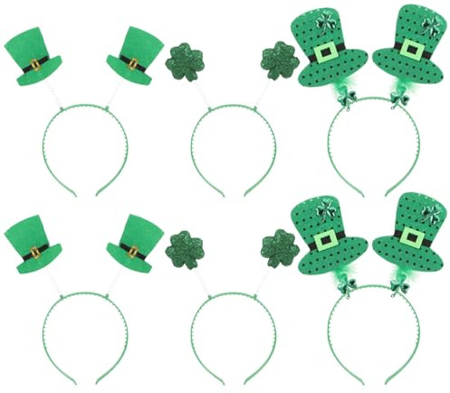 VILLCASE 6 Stück pack Klee Stirnband Grün Leicht und Einfach zu Tragen für St Patrick's Day Party Haarschmuck und Festliche Dekoration Zufälliger Stil