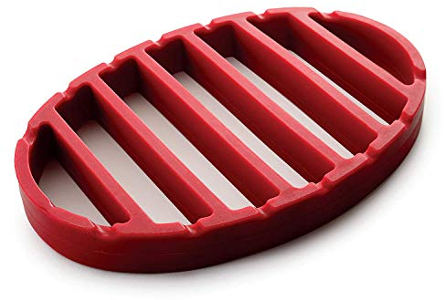 Norpro NP405 Oval Silicone Roast Rack, Red, 9 inch x 6 inch x 1 inch