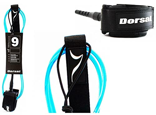 DORSAL Surf Leash for Surfboard Longboard SUP Leg Rope 9' Blue