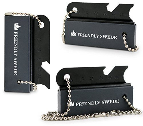 THE FRIENDLY SWEDE Pietra Focaia - 3 Pezzi - Acciarino con Magnesio e Apri-Bottiglie - Accendino di Sopravvivenza Ideale per Campeggio e Escursioni Garanzia A Vita (Nero)