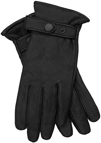 EEM Herren Lederhandschuhe, edles Hirschleder, weiches Futter aus Kaschmir und Wolle, schwarz M