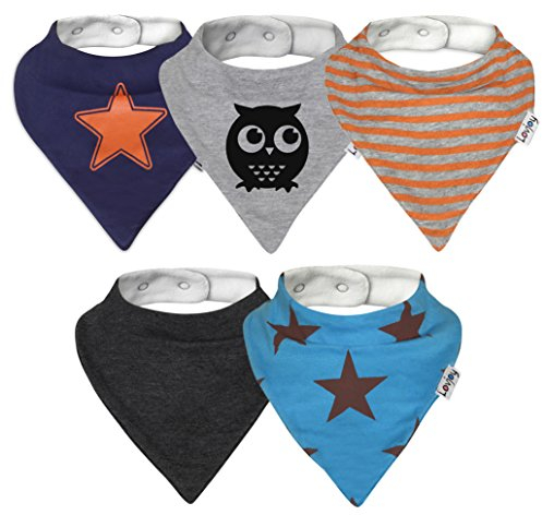 Lovjoy Bandana Baby Halstuch Lätzchen, Dreieckstucher, Für 0-3 Jahre, 5er Pack (Städtisch Stern)