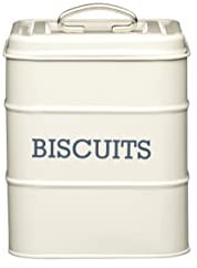 KitchenCraft Living Nostalgia Metal Biscuit Tin, Airtight, 14.5 x 19cm, Antique Cream