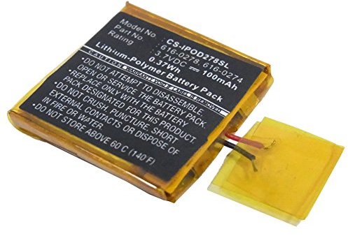 Rechargeable Battery 100mAh for iPOD Shuffle G2 1GB, Shuffle G3, 616-0278, 616-0274