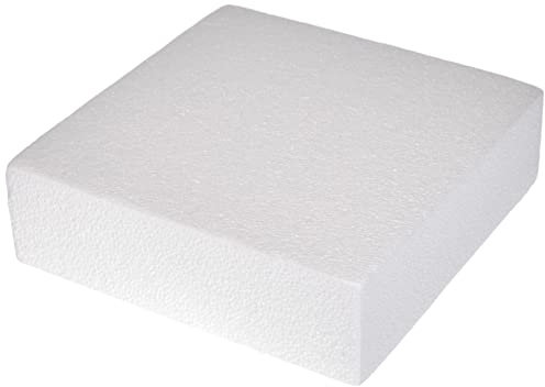Decora 0174056 Basi quadrate in polistirolo ideali per esercitazioni e per realizzare torte a piani dall'aspetto perfetto, Dim. 25 X 25 X H 7,5 CM