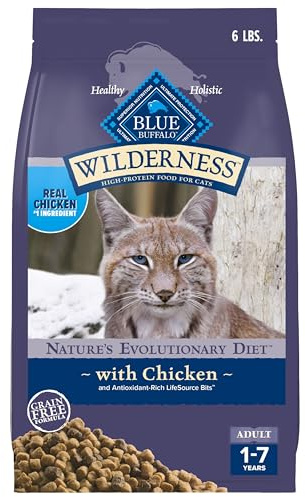 Blue Buffalo Wilderness Nature's Evolutionary Diet High-Protein, Grain-Free Natural Dry Food for Adult Cats, Chicken, 6-lb. Bag