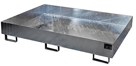 Regal-Bodenwanne, 240 l Auffangvolumen, LxBxH 1750 x 1300 x 250 mm, ohne Gitterrost, feuerverzinkt.
