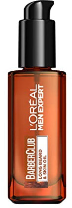 L'Oreal Men Expert Barber, Aceite para barba larga de uso diario, Enriquecido con aceite de cedro: doma, acondiciona y suaviza el vello facial, 30 ml