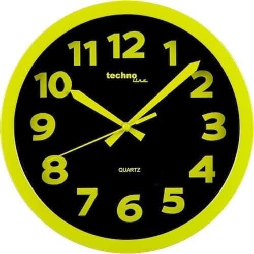 Technoline WT 7420 grün Moderne Auffällig Schrille Wanduhr mit Kunststoffrahmen, Plastik, Durchmesser 25, 5 cm, 25,5 x 4 x 25,5 cm
