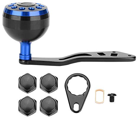Knob Power Handle Grip, Metall Kipphebel Power Knob Griff Angelrolle Griff CNC-Knopf mit Armaturen Ersatzteile Zubehör(Schwarz + Blau)