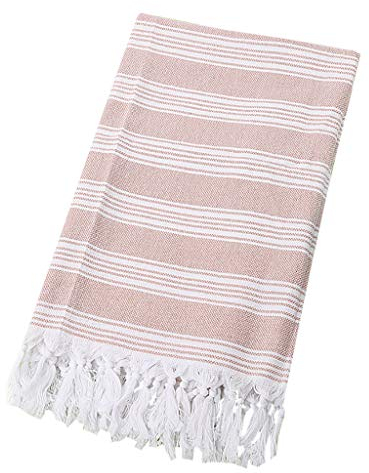 Lazzboy Türkisches Baumwollbad Beach Spa Sauna Yoga Fransen Jacquard Handtuch Hamamtuch Damen MädchenHammam Tuch Badetuch Strandtuch Saunatuch Gross Dünn (H,Ca 100X180CM)