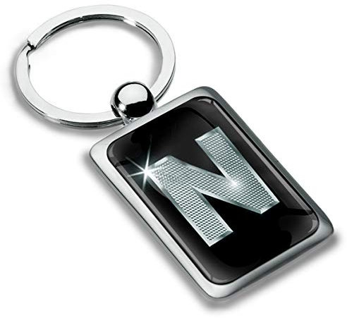 Biomar Labs® Porte-clé Lettres A-Z Initiales Personnalisable de L'alphabet Alphabet Accessoires Homme Femme Cadeau Lettre N Argent KK 92