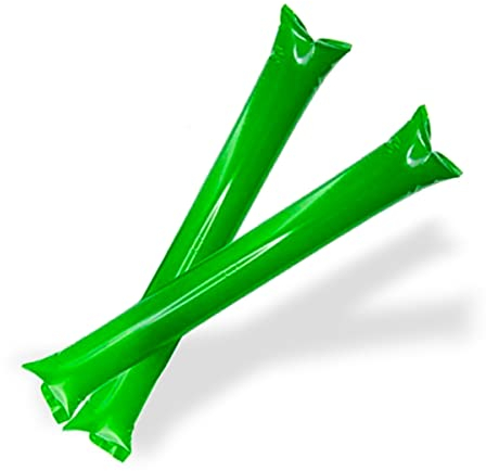 FUN FAN LINE - 50 pairs Bam Bam Thunder Sticks. Noisemakers for sporting events. Colourful boom clappers for cheerleading. Noise sticks for stadium or parties. 100 units (Green)