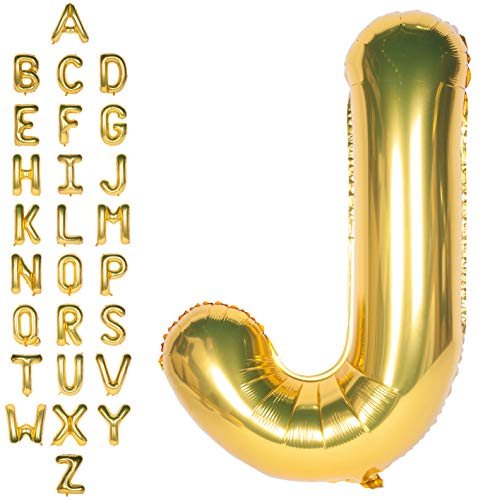 Große Mylar Folie Helium Brief Luftballons 40 Zoll Gold Luftballons Alphabet Buchstaben für Geburtstag Brautdusche Jubiläumsdekorationen(Letter J)