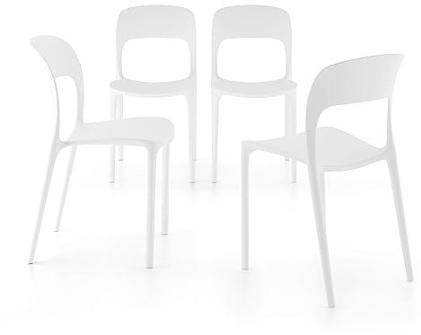 MOBILI FIVER, Amanda Stühle, 4er-Set, Weiß