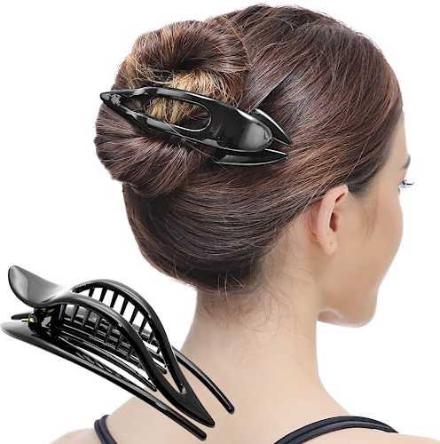 RC ROCHE 1 Stück Haarspange Haarklammer Französisch Geschwungen für Damen Mädchen Fester Halt Ohne Rutschen Hochwertig Haare Hochstecken, Groß Schwarz
