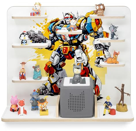 stadtecken Kinder Regal für Musikbox I Geeignet für die Toniebox und ca. 50 Tonies I Perfekte Aufbewahrung für Kinderzimmer I zum Aufstellen oder Aufhängen (Mr. Chip)
